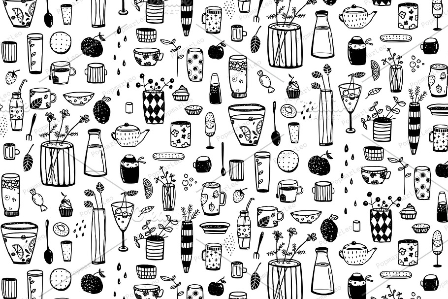 Plate Cup Seamless Pattern in Illustrations - product preview 8