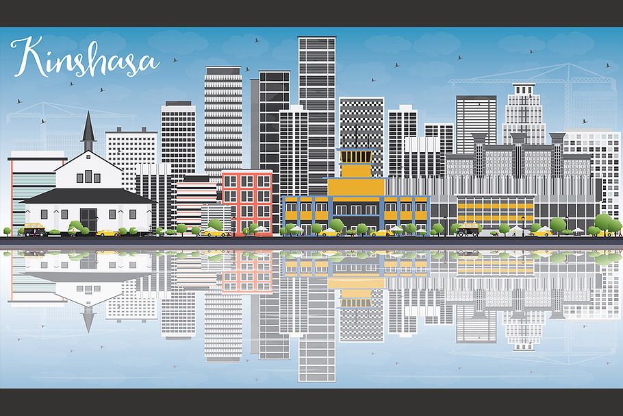 Kinshasa Skyline with Gray Buildings in Illustrations - product preview 8