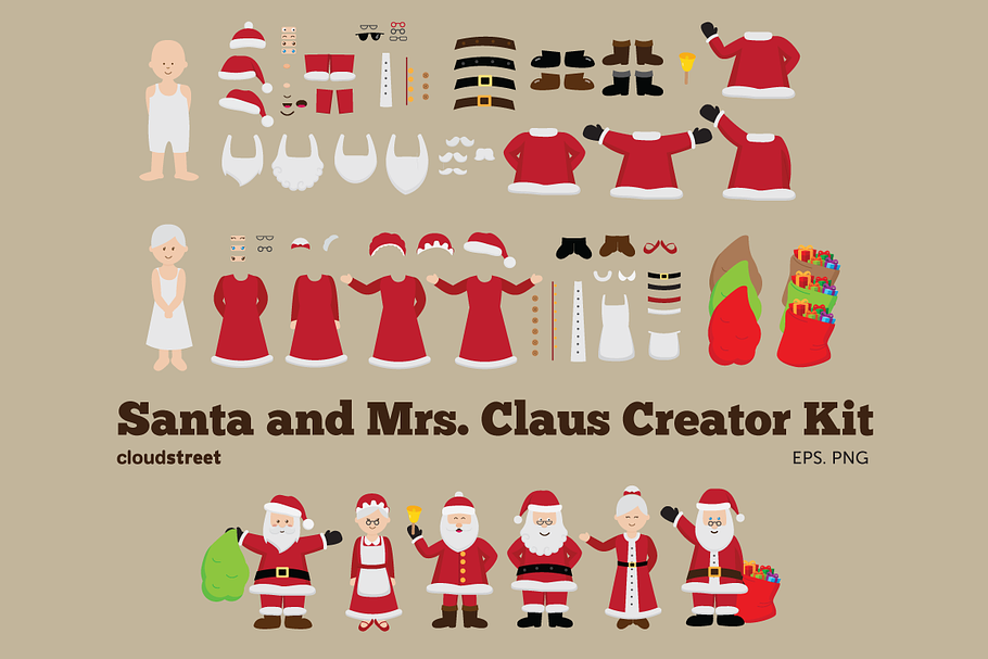 Santa And Mrs Claus Creator Kit Custom Designed Illustrations Creative Market