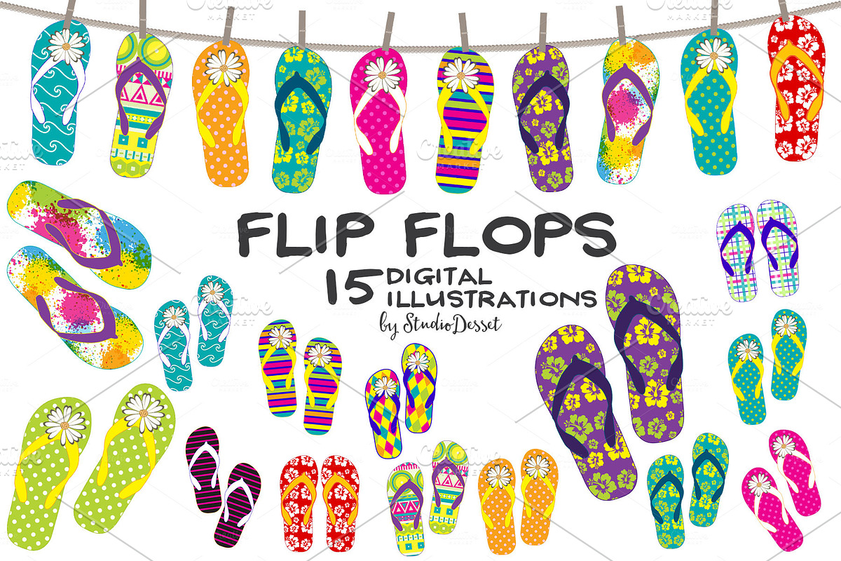 Flip Flop Cliparts in Illustrations - product preview 8