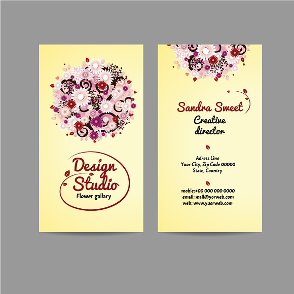 Business cards with floral ornament in Illustrations - product preview 1