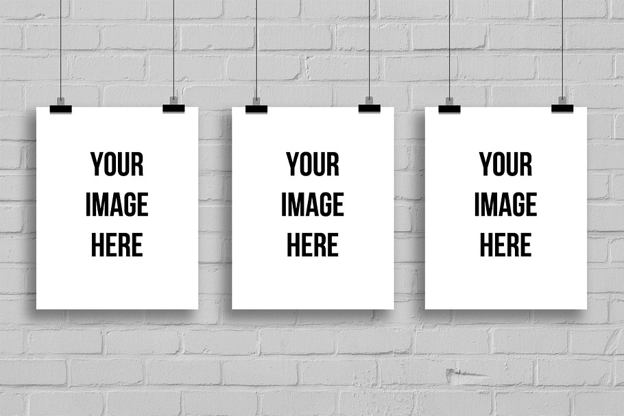 Three Empty Frames for Art Display in Print Mockups - product preview 8