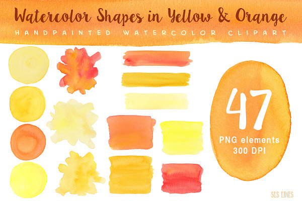 Watercolor Shapes in Yellow & Orange