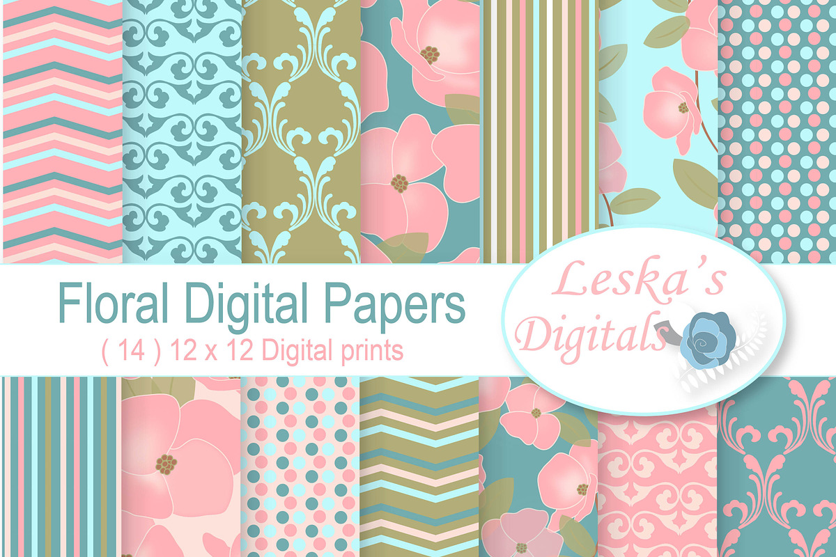 Floral Digital Paper in Patterns - product preview 8