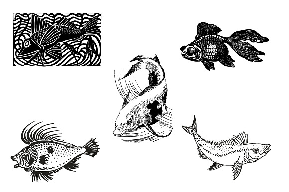 5 Vintage Fish Drawing in Illustrations - product preview 1