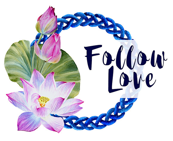 Watercolor lotuses collection in Illustrations - product preview 2