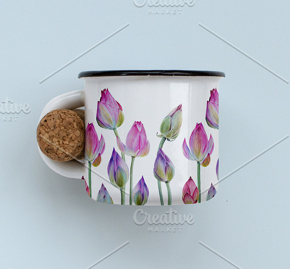 Watercolor lotuses collection in Illustrations - product preview 3