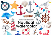 Nautical watercolor clip art