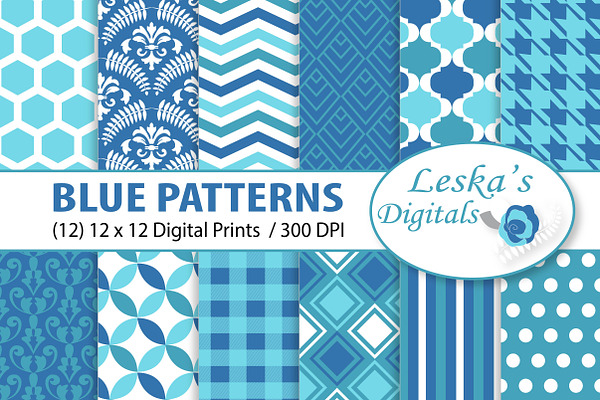 Digital Paper - Blue Patterns