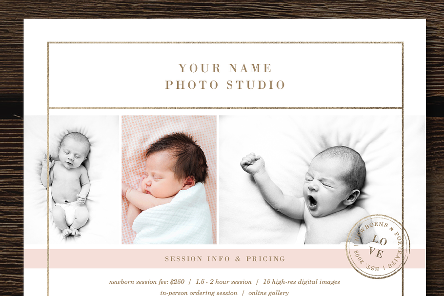 Newborn Photographer Pricing Guide in Flyer Templates - product preview 8