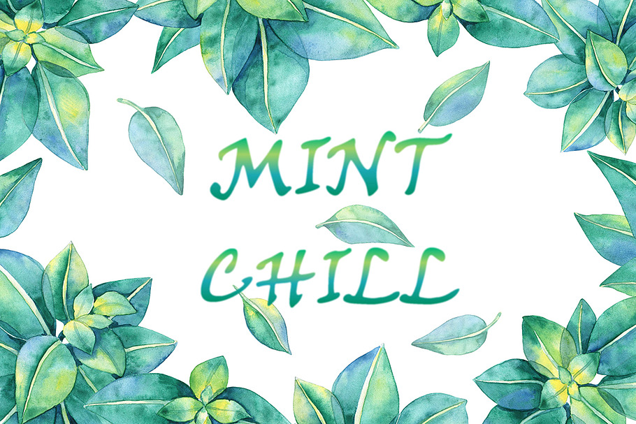 Watercolor Mint Leaves in Illustrations - product preview 8