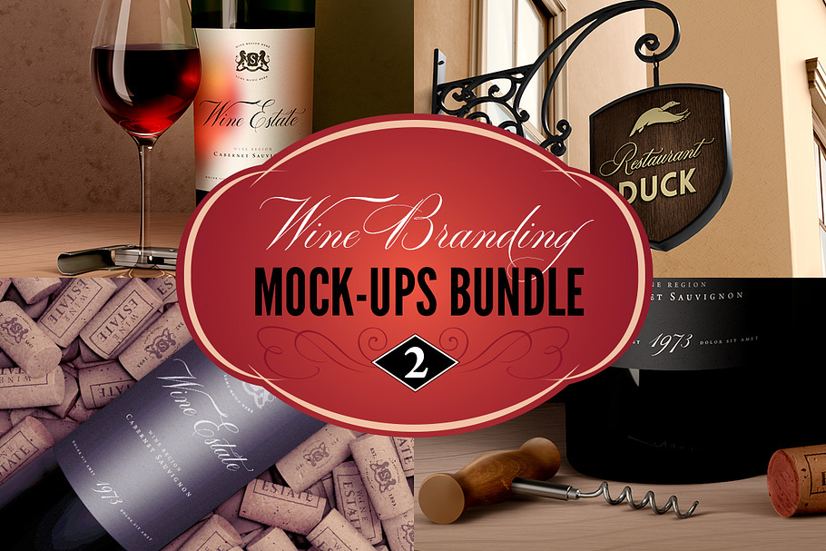 Wine / Restaurant Mock-Ups Set in Product Mockups - product preview 8