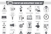 36 Startup & development black icons