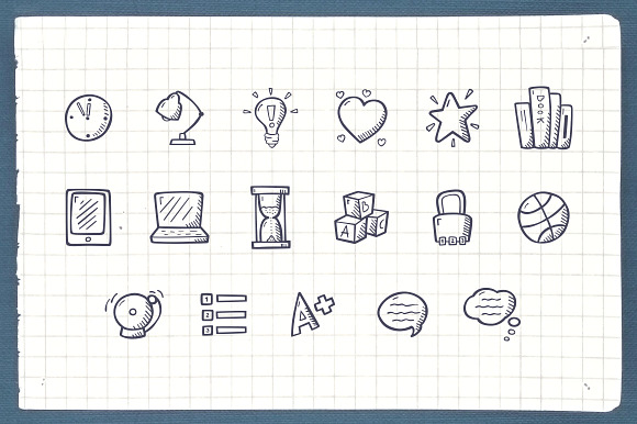School - Hand Drawn Icons in Book Icons - product preview 3