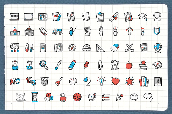 School - Hand Drawn Icons in Book Icons - product preview 5