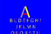 Colored font flat design vector blue