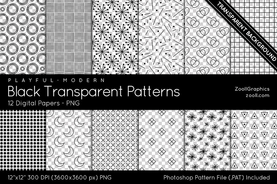 Black Transparent Digital Papers  in Patterns - product preview 8