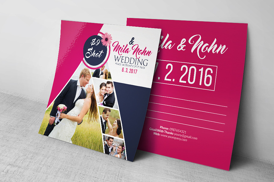 Wedding Invitation Postcard Template in Postcard Templates - product preview 8