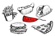 Fastfood set. Vector illustration