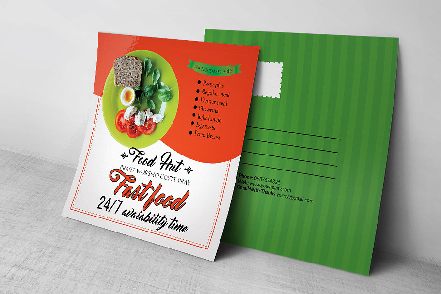 Fast Food Post Card in Postcard Templates - product preview 8