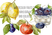 Watercolor fruits set