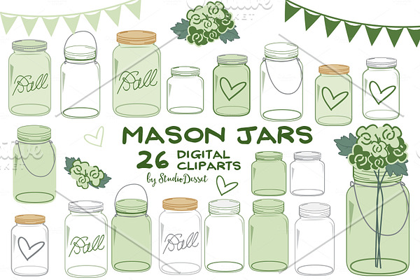 Green Mason Jars Cliparts