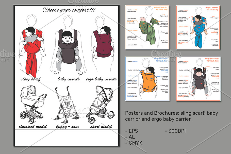 Sling scarf, Baby carriers (vector)
