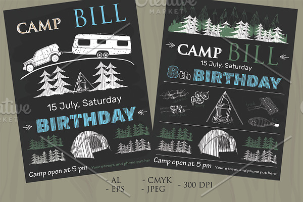 Camp Invite Birthday (vector)