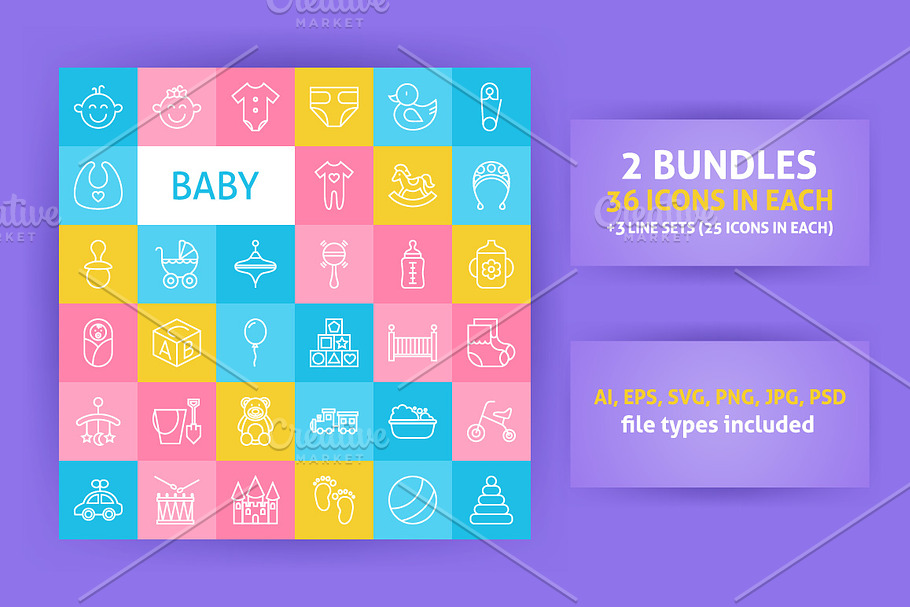 Baby Line Art Icons