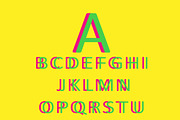 3D font green and yellow