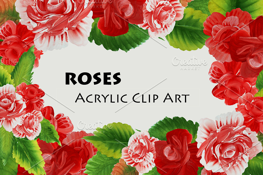 Roses. Acrylic Clip Art