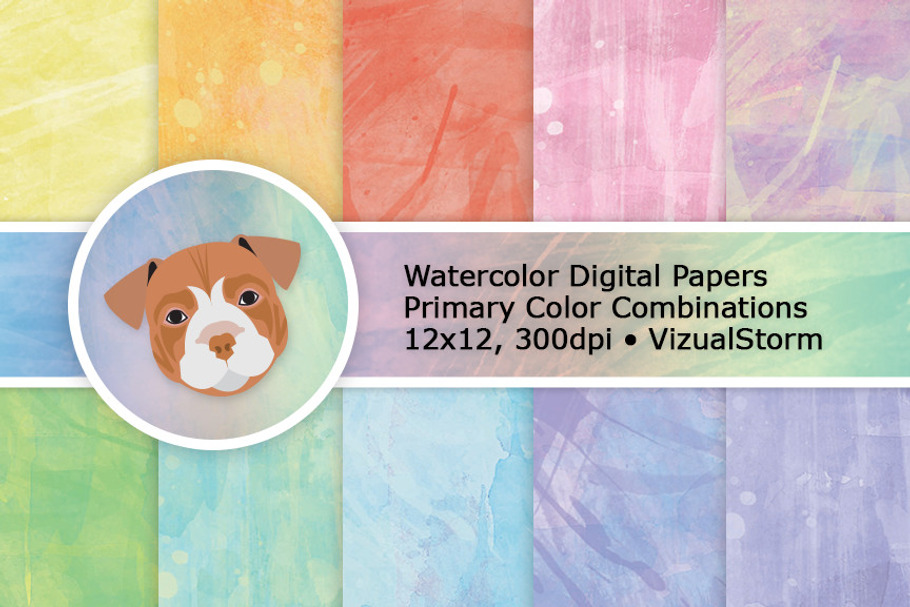 Rainbow Watercolor Digital Patterns