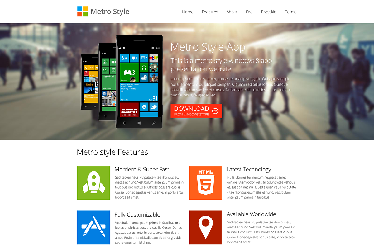 Metro Windows 8 App Showcase in Bootstrap Themes - product preview 8