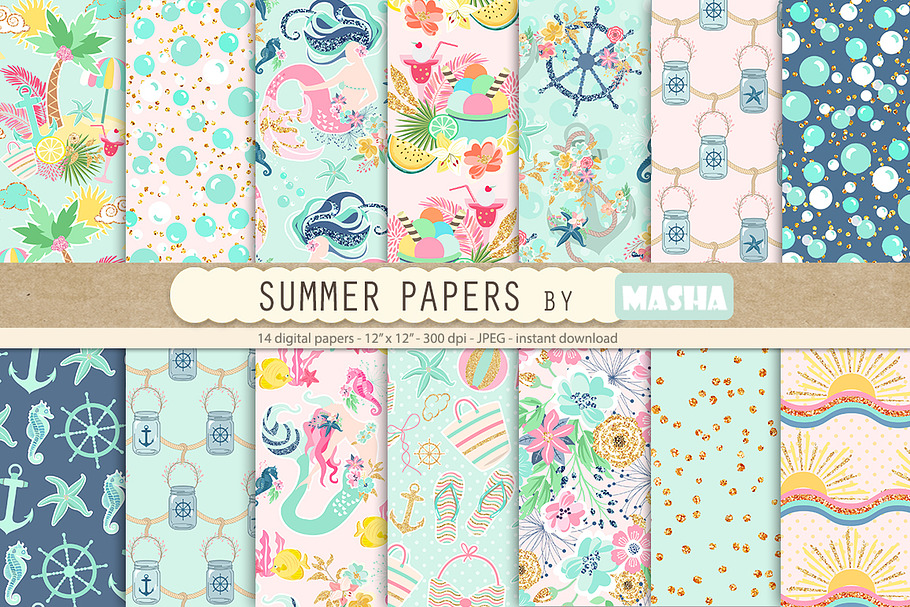 SUMMER digital papers in Patterns - product preview 8