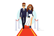 Celebrities walking on a red carpet