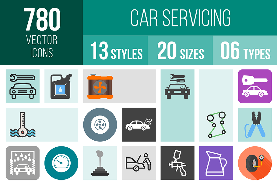780 Car Servicing Icons