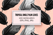 Tropical palm leaves vector patterns