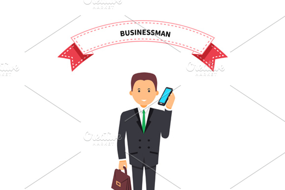 Businessman Speaking on a Phone in Illustrations - product preview 8