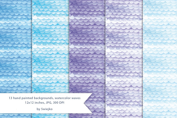 Watercolor Paper,Ocean Waves in Illustrations - product preview 1