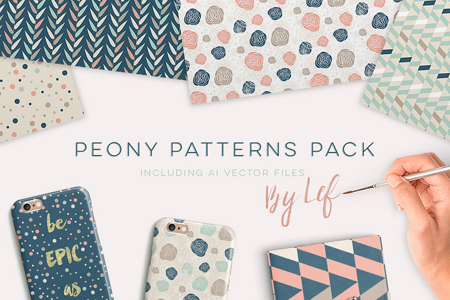 Geometric Peony Floral Pattern Set in Patterns - product preview 8