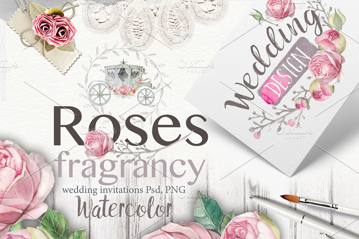 Roses watercolor 40PNG in Illustrations - product preview 8