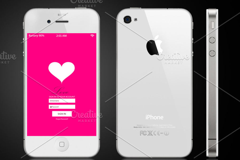 Smartphone interface 5 themes heart  in Mobile & Web Mockups - product preview 8