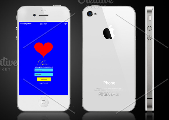 Smartphone interface 5 themes heart  in Mobile & Web Mockups - product preview 1