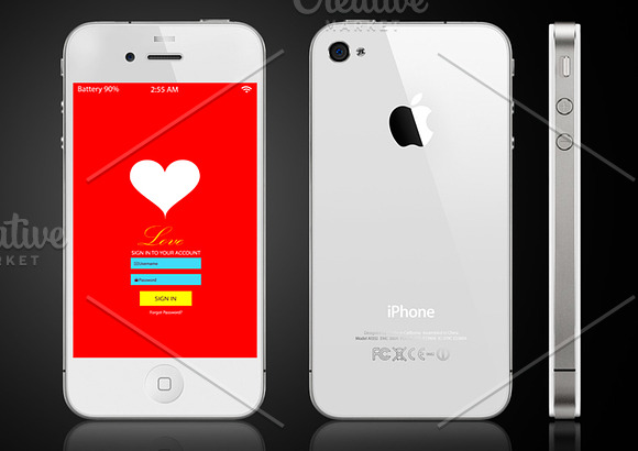 Smartphone interface 5 themes heart  in Mobile & Web Mockups - product preview 2