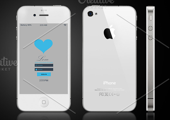 Smartphone interface 5 themes heart  in Mobile & Web Mockups - product preview 3