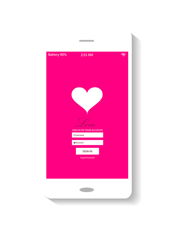 Smartphone interface 5 themes heart  in Mobile & Web Mockups - product preview 5