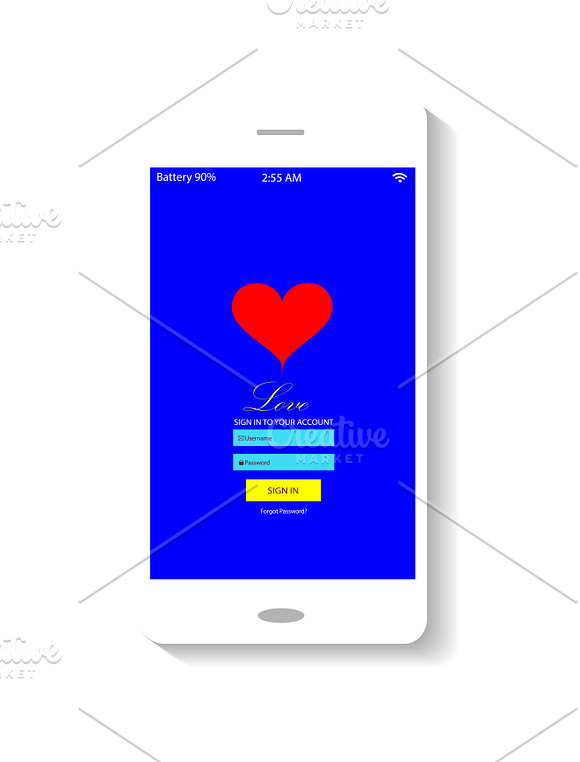 Smartphone interface 5 themes heart  in Mobile & Web Mockups - product preview 7