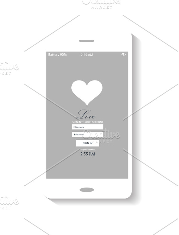 Smartphone interface 5 themes heart  in Mobile & Web Mockups - product preview 9