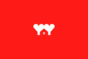 Heart house negative space logo