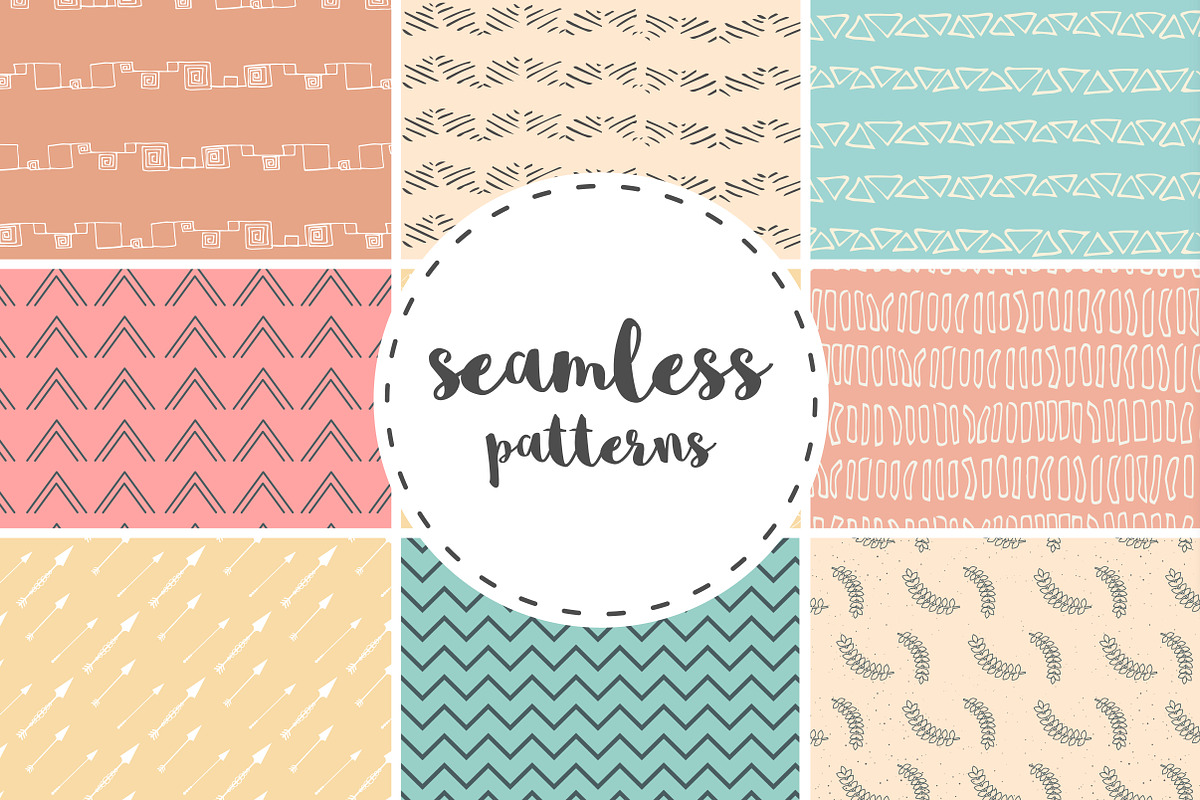 Funny Hand Drawn seamless patterns in Patterns - product preview 8